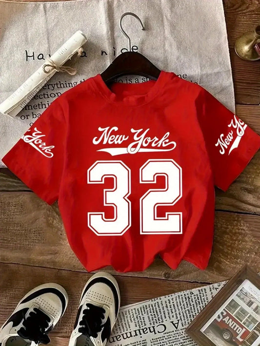 Camiseta Deportiva Casual de Moda con Estampado Digital Inglés para Mujer y hombre