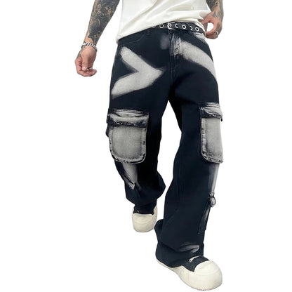 Pantalones estéticos, pantalones vaqueros para hombre, hombre pantalones vaqueros pierna ancha