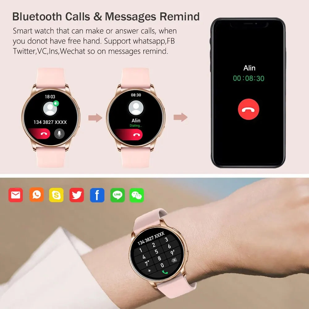 Reloj inteligente con Bluetooth para hombre y mujer, pulsera de acero con Dial personalizado, seguimiento de actividad deportiva, control del ritmo cardíaco, compatible con Android e IOS, G35
