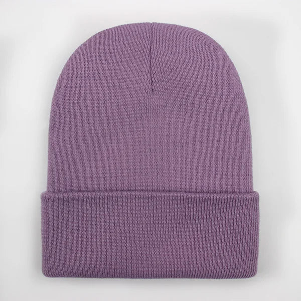 Gorro Unisex liso Otoño Invierno mezclas de lana Gorro de punto suave y cálido hombres mujeres
