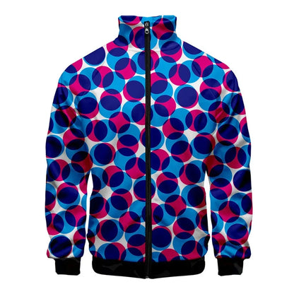 Chaqueta unisex con estampado de puntos coloridos para hombre y mujer, abrigo de manga larga con patrón de moda Pop, Tops de calle de gran tamaño, chaquetas con cremallera, primavera y otoño