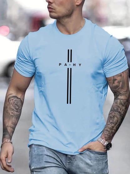 Camiseta de manga corta para hombre, cuello redondo, estampado de letras, cómoda, informal, de verano, talla holgada.