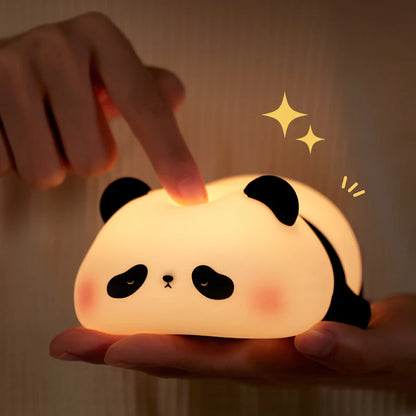 Luz LED nocturna de Panda, bonita luz nocturna de silicona, lámpara de noche táctil recargable por USB, lámpara de sincronización para dormitorio, decoración, regalo para niños