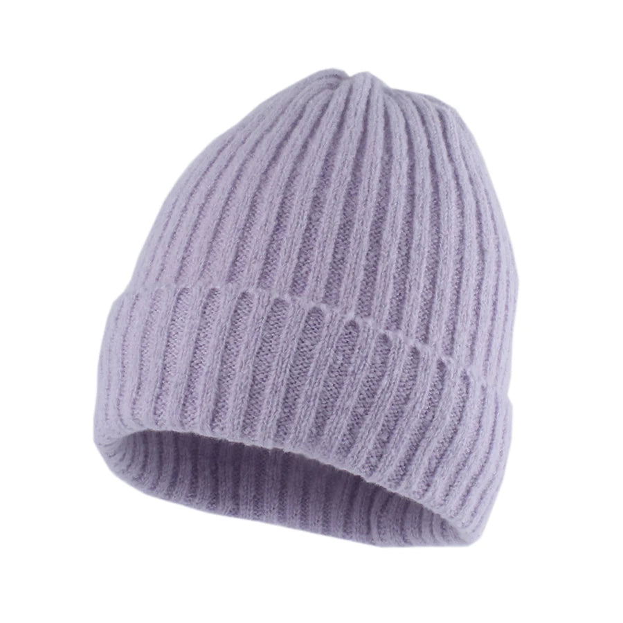 Gorro con puños de invierno para mujer, gorros elásticos de punto suaves y cálidos Unisex, gorro de esquí para exteriores, ropa de calle de moda
