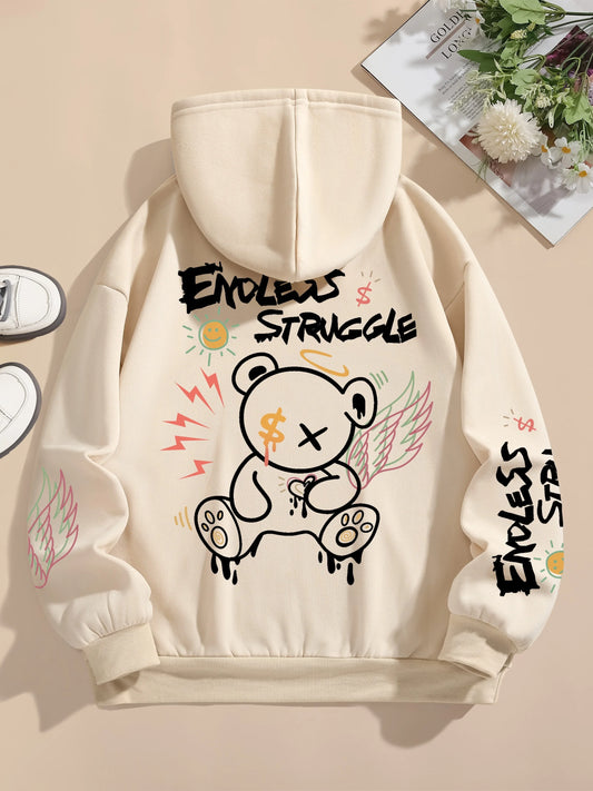 Sudaderas de calle para mujer, sudaderas con estampado, Jersey con cuello redondo, Tops cálidos de lana para mujer