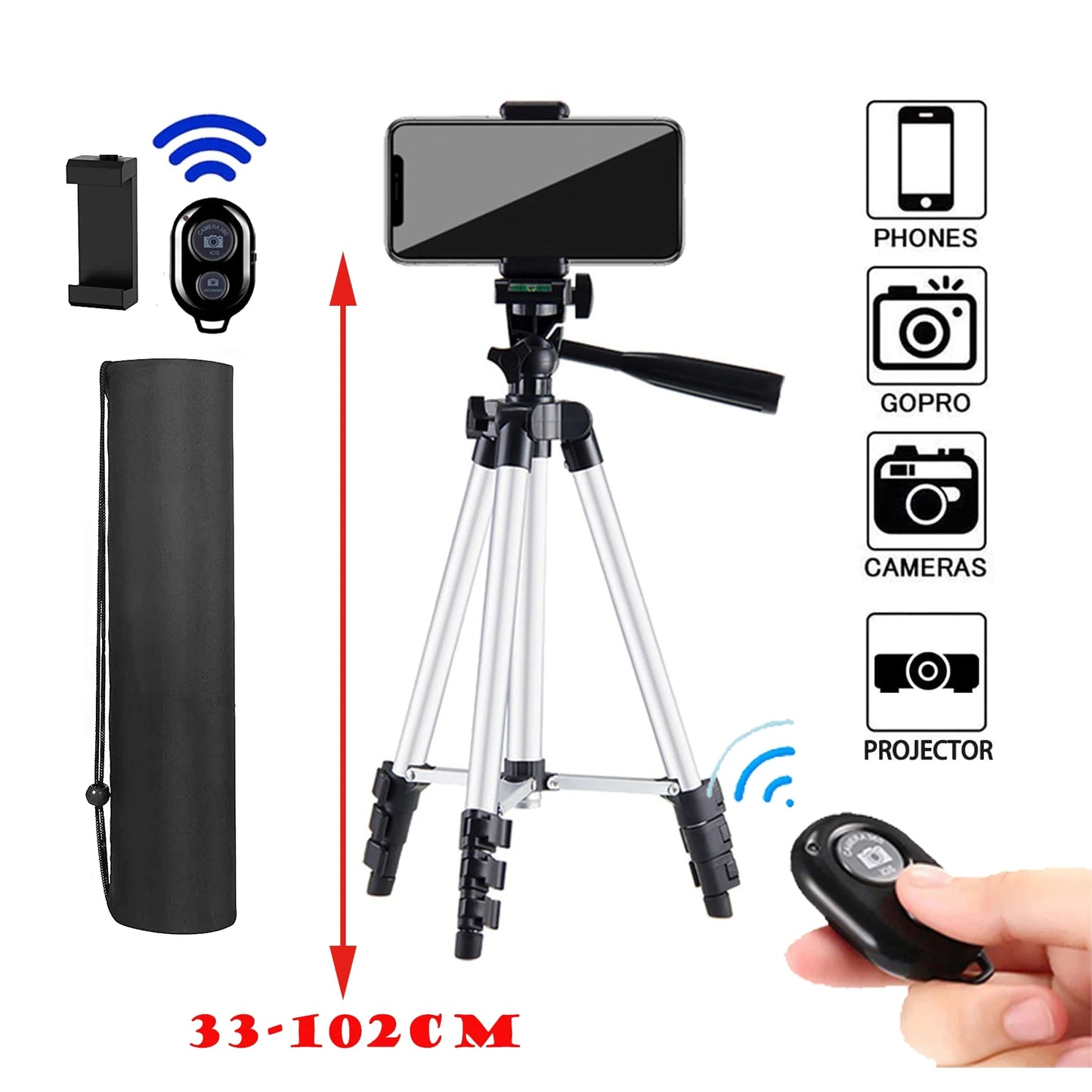 Trípode para cámara de teléfono con control remoto Bluetooth, ligero y universal para fotografía, compatible con Xiaomi, Huawei y DSLR.