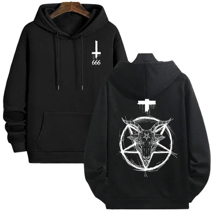 Sudaderas con capucha con estampado demoníaco para hombre, ropa de calle, sudadera gótica de Satán, Jersey informal para otoño e invierno, chándal superior