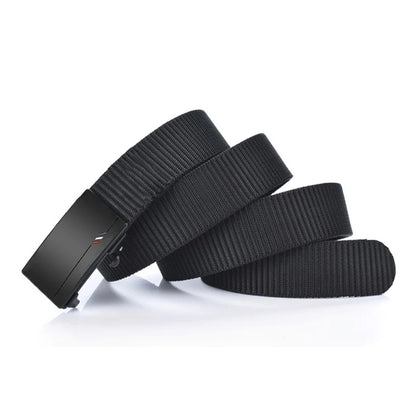 Cinturón de nailon tejido para hombre, con hebilla automática, para deportes al aire libre y ocio, ideal para vaqueros.