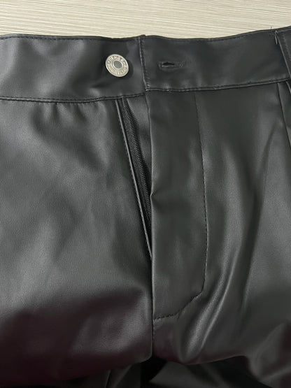 Pantalones cargo largos para mujer, tendencias de calle personalizadas, diseño de bolsillo, pantalones de cuero sintético con puños, pantalones de cintura alta para otoño e invierno
