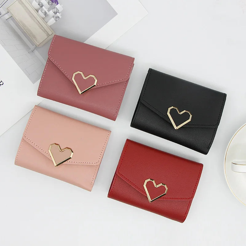 cartera larga con hebilla en forma de V para mujer, cartera triple para mujer