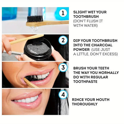Polvo blanqueador de dientes de carbón, natural y limpieza profunda para hombres y mujeres, pasta dental diaria para aliento fresco