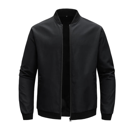 chaqueta corta holgada de Color sólido con cuello de béisbol para hombres de negocios Casual abrigo fino tendencia