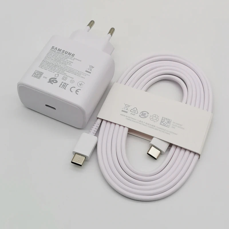 Cargador Samsung de 45 W, adaptador de carga superrápida de 1,8 M, tipo C, para Galaxy S24, S23, S22, S21, S20, Note 20, Ultra 10, Z Flip Fold 6, 5, 4, 3 y 2