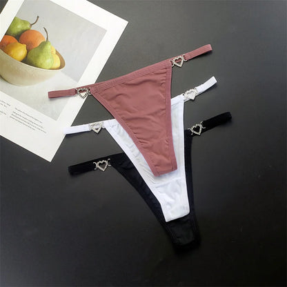 Tanga con tirantes para mujer, ropa interior con diamantes de imitación brillantes de talla grande