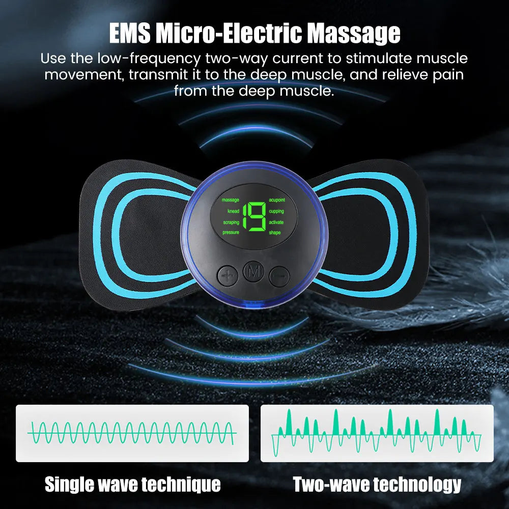 Mini masseur de cou EMS portable, civière électrique pour le cou pour soulager les douleurs musculaires cervicales et le patch de massage de relaxation des épaules 