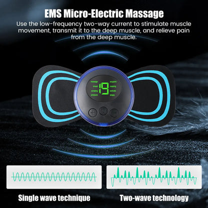 Mini masseur de cou EMS portable, civière électrique pour le cou pour soulager les douleurs musculaires cervicales et le patch de massage de relaxation des épaules 