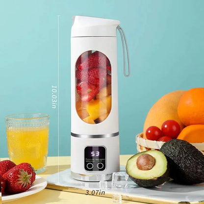Exprimidor de frutas portátil de 10 cuchillas, capacidad de 450 ml, 3 velocidades, recargable por USB, triturador de hielo para batidos y licuados.