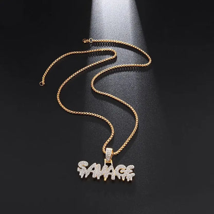 Hip Hop Ice Out Wild Alphabet Pendant Necklace Cool Jewelry for Men Women Hip Hop Rock Rap Gifts 