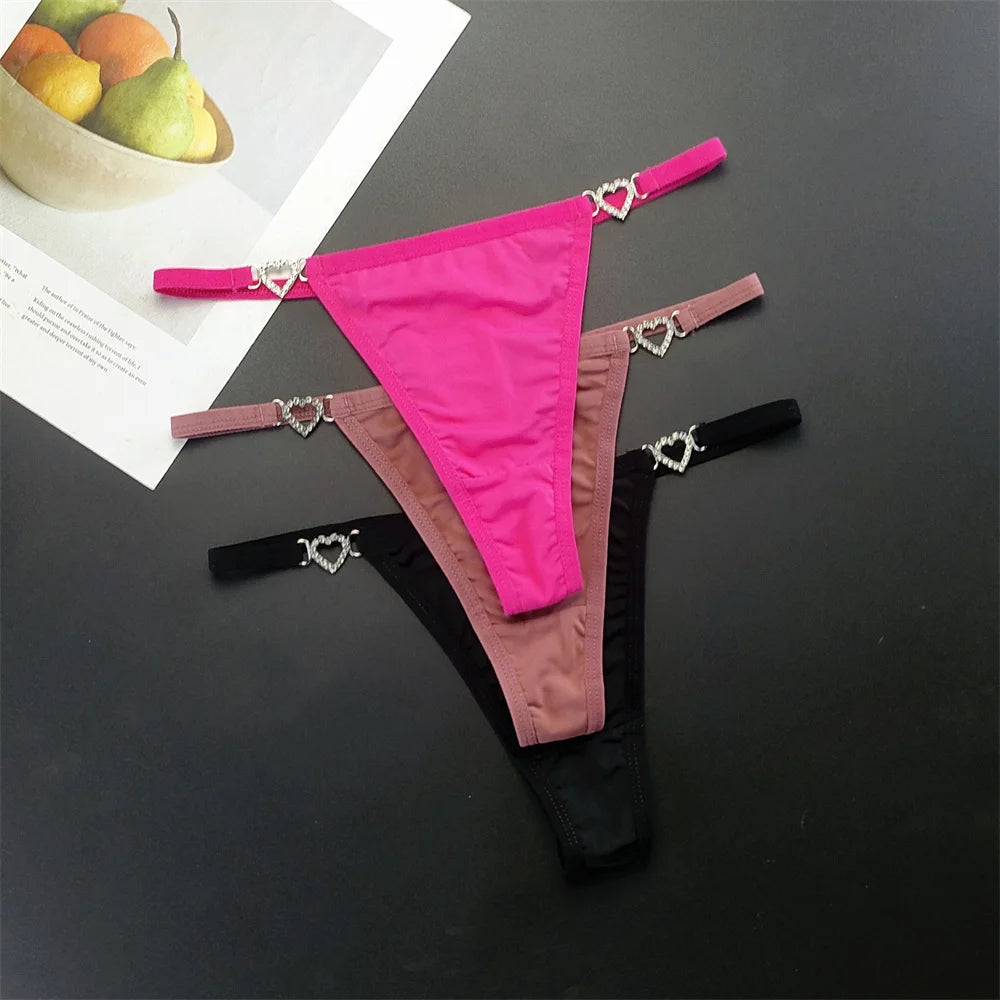 Tanga con tirantes para mujer, ropa interior con diamantes de imitación brillantes de talla grande