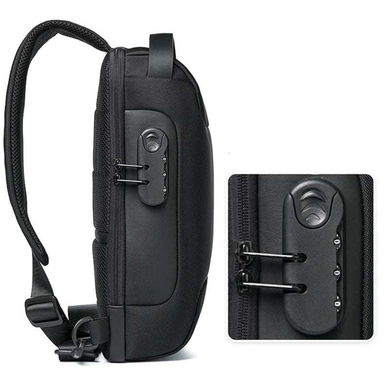 Men's USB Crossbody Bag Anti-theft Waterproof Oxford Multifunction Short Travel Shoulder Bag
