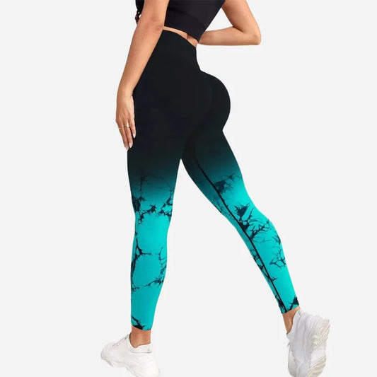 Mallas de Yoga sin costuras para mujer, pantalones deportivos de realce, cintura alta degradada, para gimnasio, entrenamiento, correr