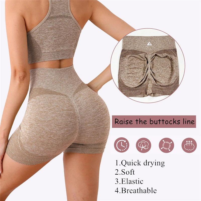 2 Piece Seamless Women Sportswear Set Gym Workout Clothes Long Sleeve Crop Top High Waist Leggings Sports Suits 