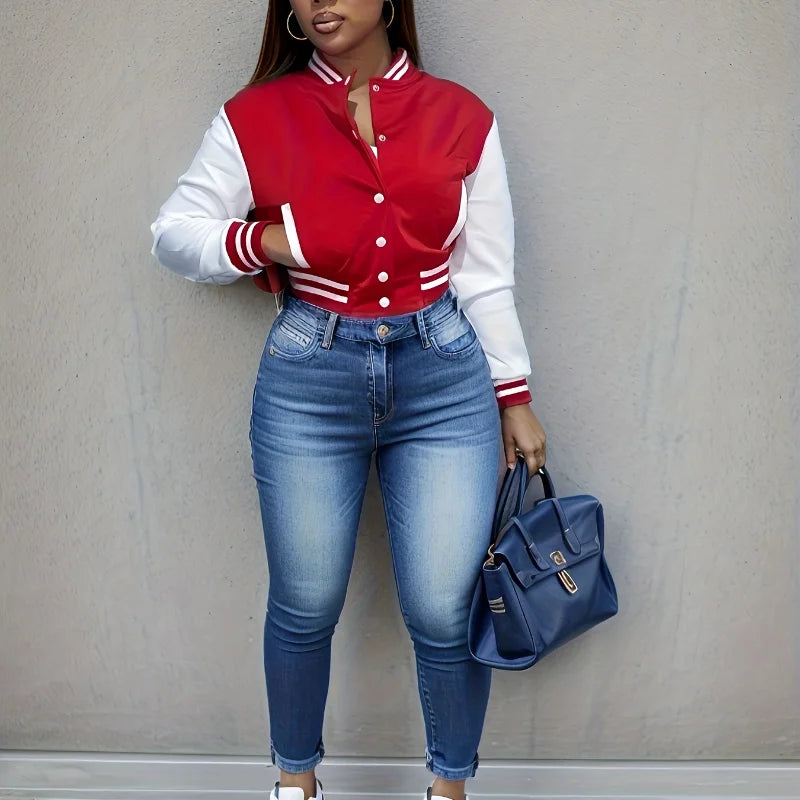 Veste de baseball à simple boutonnage pour femme de style européen et américain de printemps et d'automne