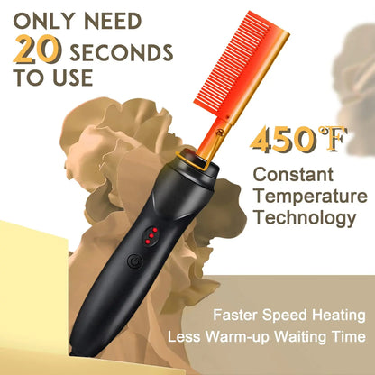 Cepillos de pelo eléctricos dorados para mujer, peine Alisador, peine caliente de cobre, rizador de presión térmica, cepillo alisador de peinado, 220V