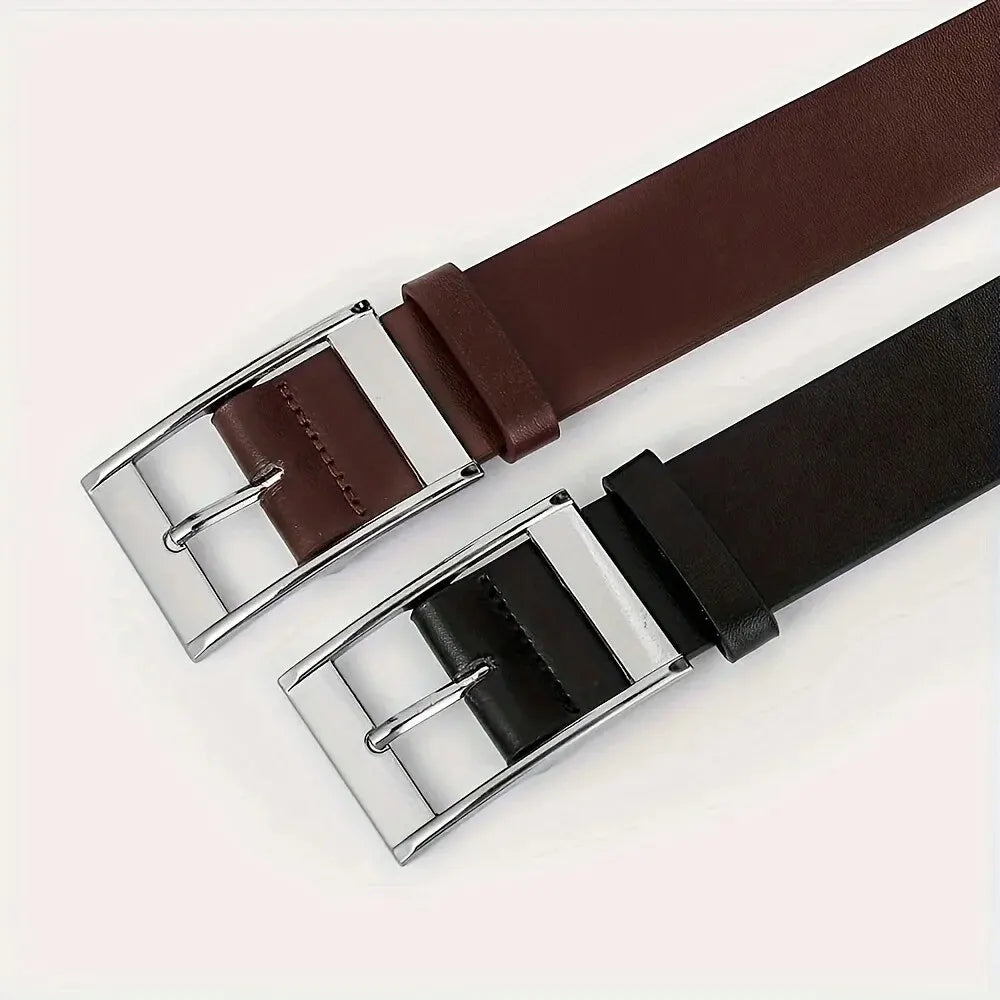 Cinturón de lujo para hombre, cinturón de cuero PU, hebilla de Metal