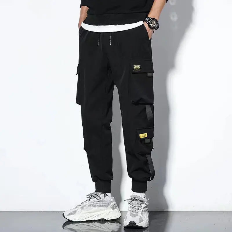 Pantalones holgados, versátiles, de color liso y talla grande para hombre
