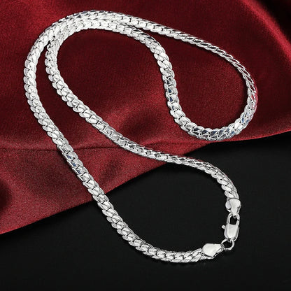 Collier chaîne Figaro 5 mm plaqué or 18 carats pavé latéral pour femmes hommes mode mariage fiançailles bijoux 925 argent sterling cadeaux 