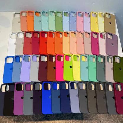 Funda de silicona líquida original para iPhone 16 15 14 11 12 13 Pro Max Fundas de Apple para iPhone 13 12 15 16 Plus Cubierta con logotipo completo
