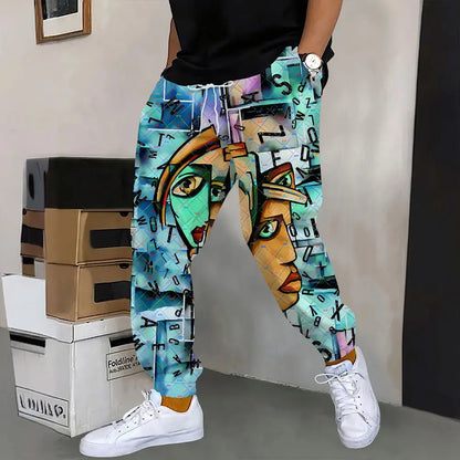 Pantalones deportivos al aire libre para hombre, pantalones de chándal con estampado de grafiti a la moda