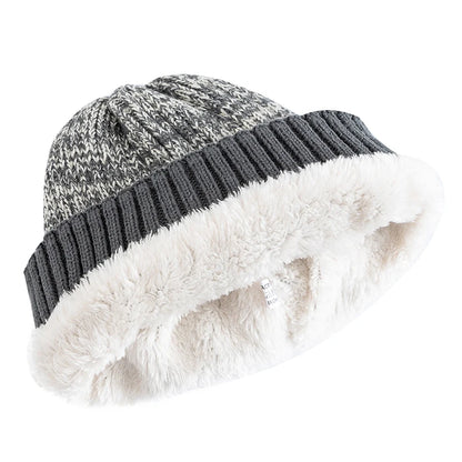 sombreros de invierno Unisex de dos tonos, añaden forro de piel, gorro cálido a la moda para hombres y mujeres
