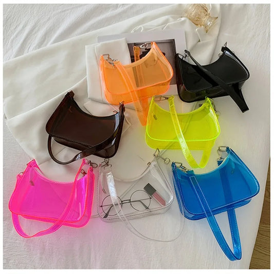 Bolso de hombro transparente para mujer, monedero pequeño con cremallera ,bolso de mano moderno
