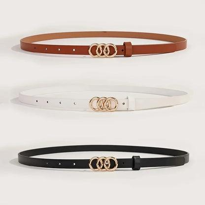 Cinturón fino clásico de cuero pu de mujer