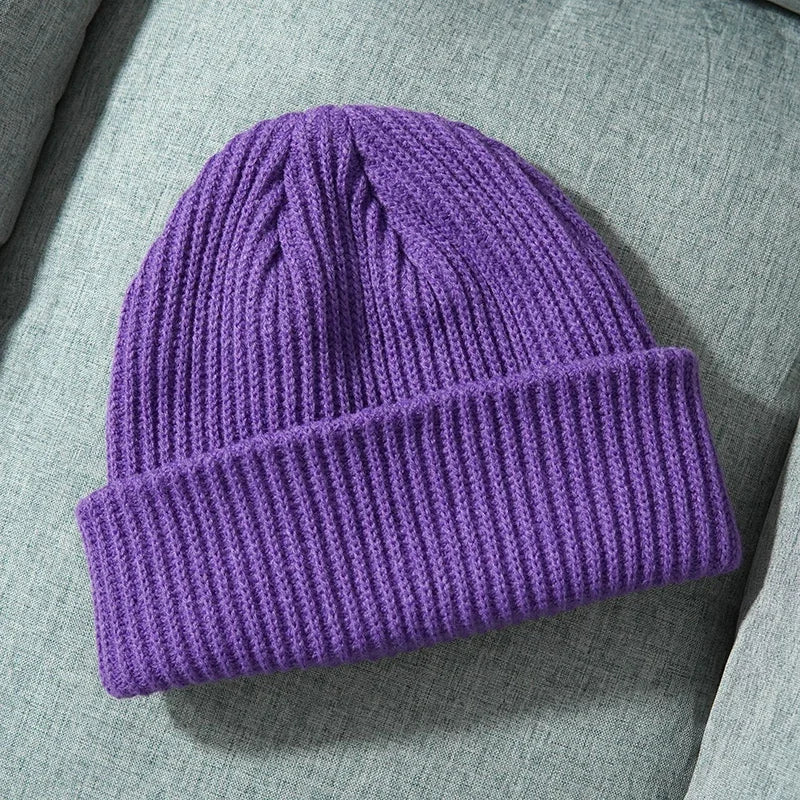 Gorros de punto cálidos de Color sólido Unisex para mujeres y hombres invierno otoño al aire libre mantener