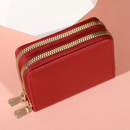 Monedero de estilo corto con cremallera para mujer, monedero con estampado de lichi