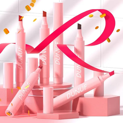 Long-lasting lipstick, waterproof velvet lip liner, matte lipsticks, sexy red lip contour pencil 2 in 1, 5 colors