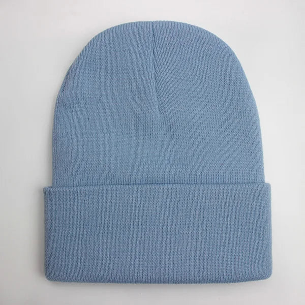 Gorro Unisex liso Otoño Invierno mezclas de lana Gorro de punto suave y cálido hombres mujeres