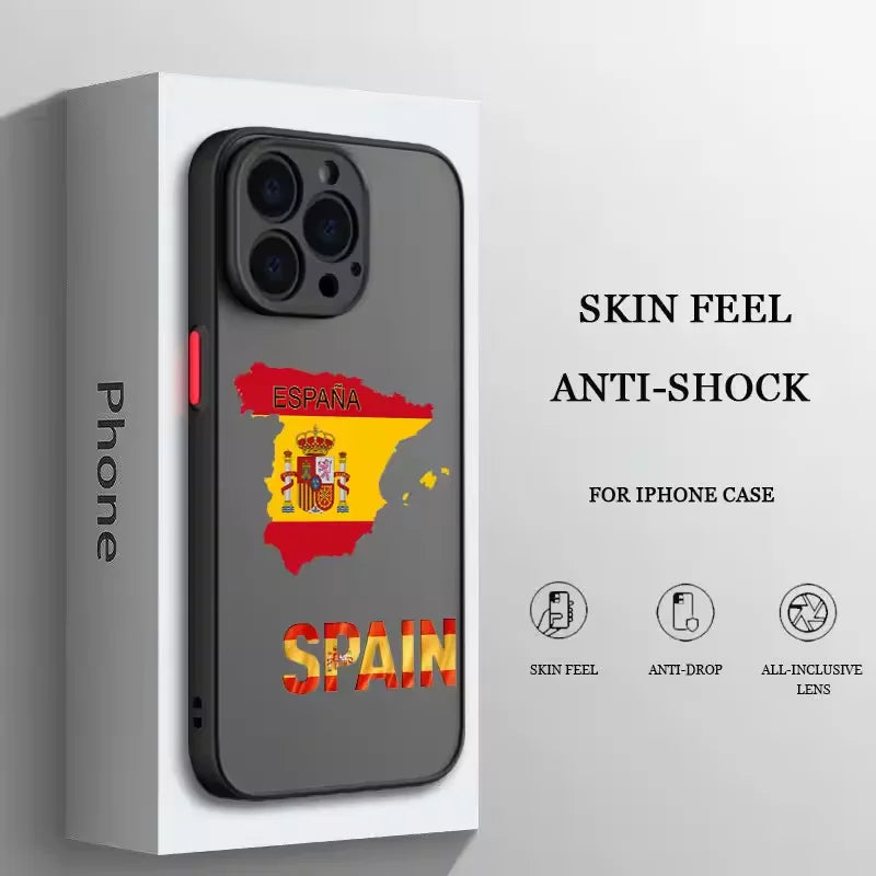 Funda mate transparente con emblema nacional de la bandera española para iPhone 16, 15, 14, 13, 12, 11 Pro, XR, XS Max, 7, 8 Plus, suave, Y2K