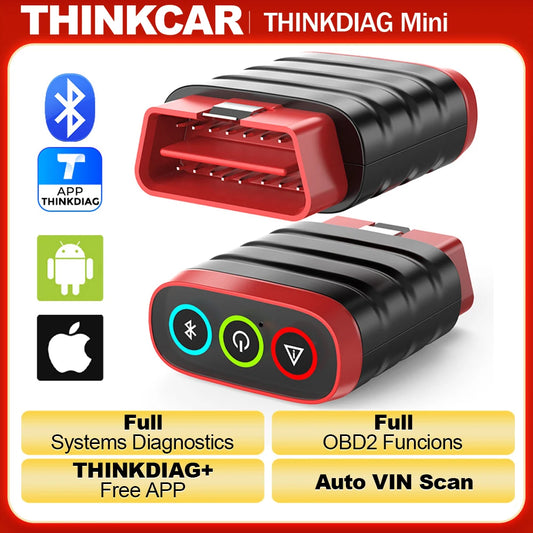 THINKCAR THINKDIAG Mini OBD2 Escáner Bluetooth para todos los autos Diagnóstico completo del sistema Herramienta de diagnóstico automático gratuita de por vida Lectura/borrado de errores
