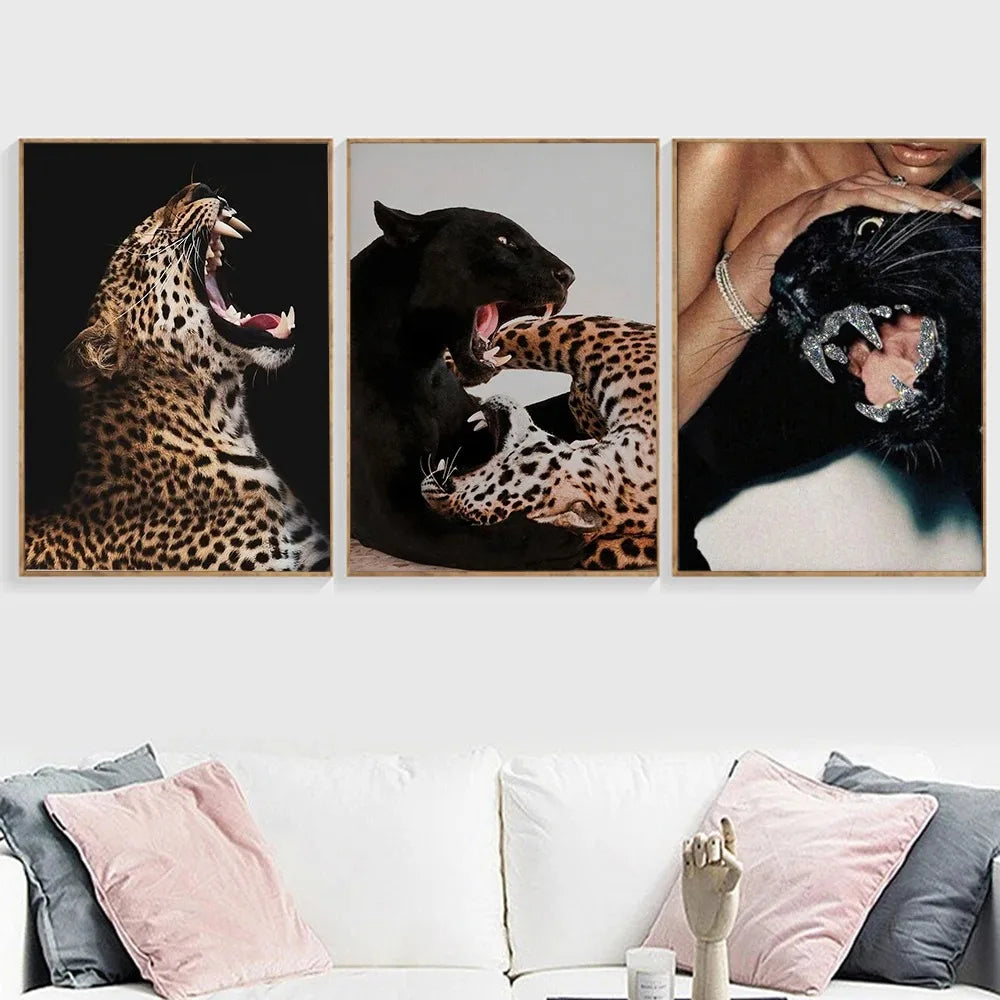 póster moderno de moda de lujo, leopardo, Tigre, perro, imagen artística nórdica, decoración del hogar