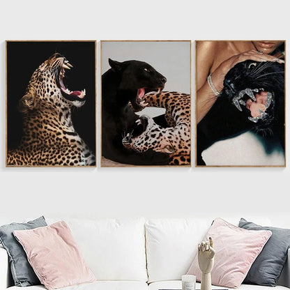 póster moderno de moda de lujo, leopardo, Tigre, perro, imagen artística nórdica, decoración del hogar