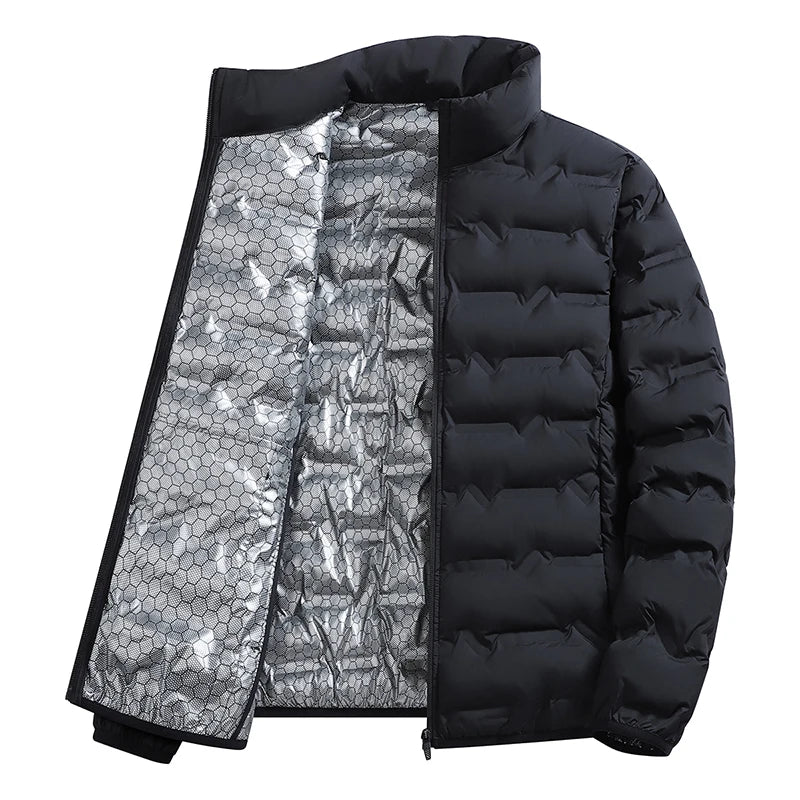 Chaqueta de invierno informal cálida para hombre, chaqueta de senderismo para exteriores, ropa de abrigo a prueba de viento, abrigos gruesos de Color sólido para hombre, abrigos de moda con cuello levantado