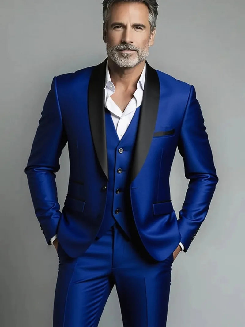 Conjunto de tres piezas para fiesta de boda, chaqueta masculina de talla grande, pantalones y chaleco, traje ajustado a la moda