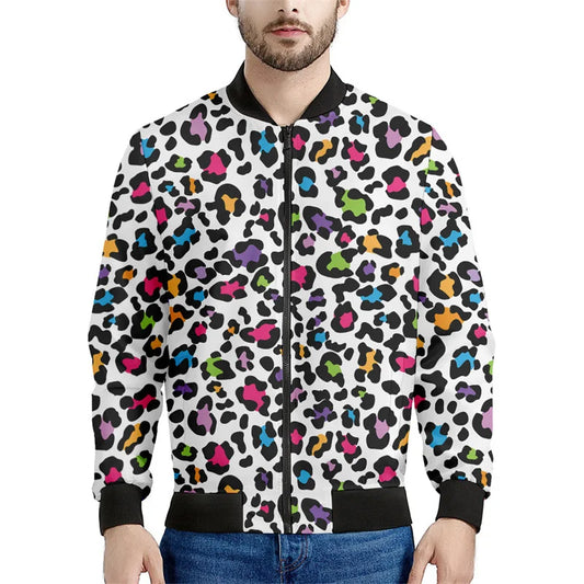Chaqueta con cremallera y patrón de leopardo para hombre, sudadera de manga larga con estampadode personalidad, ropa de calle suelta informal, abrigo de moda