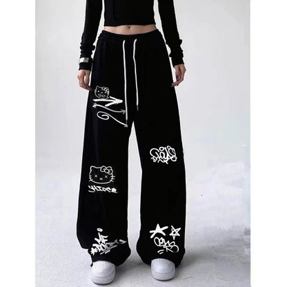 Pantalones deportivos de dopamina rosa roja para mujer, ajuste delgado y suelto, estilo perezoso, pierna ancha