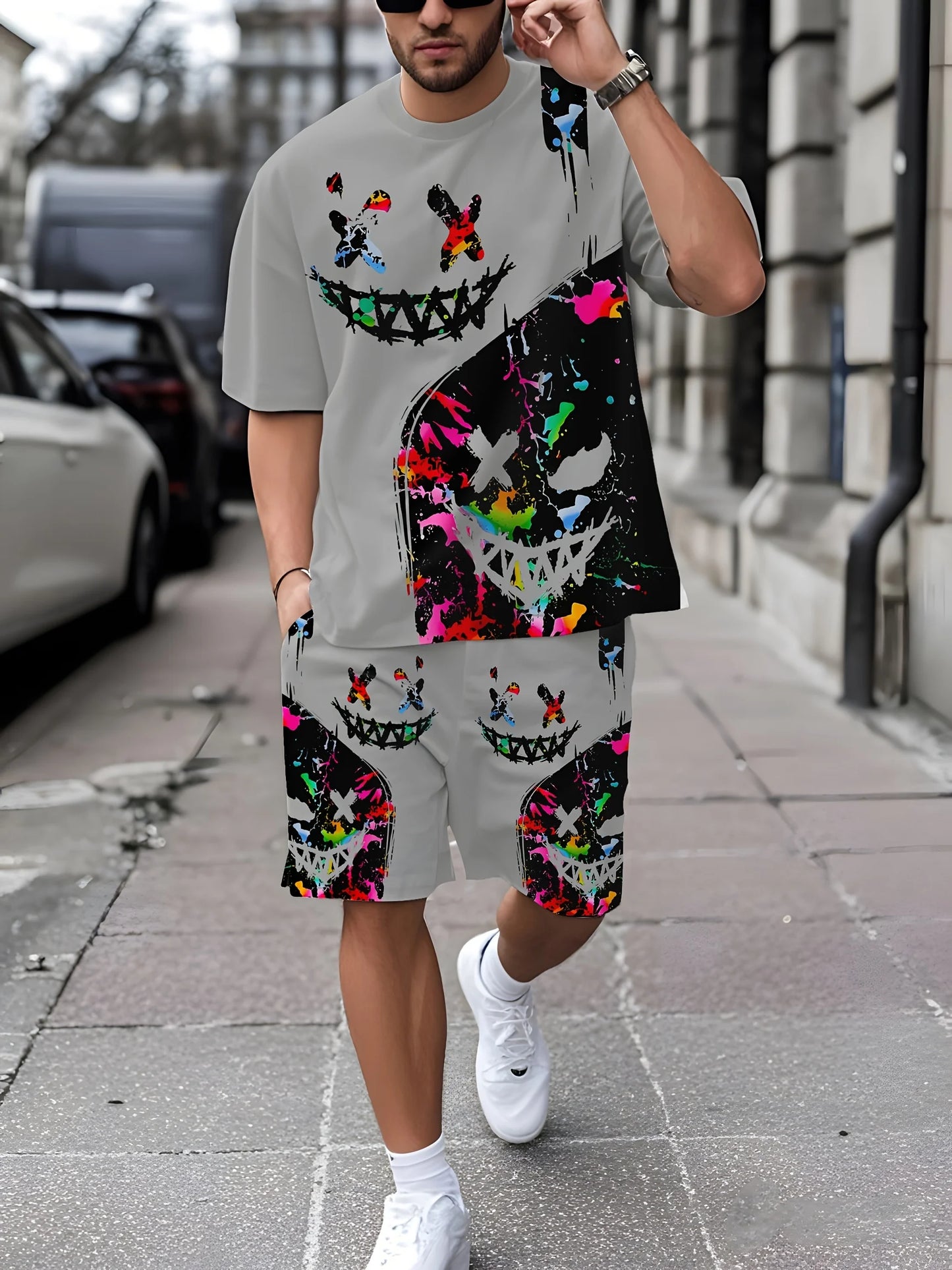 El nuevo traje casual de verano para hombre de impresos en de moda callejera