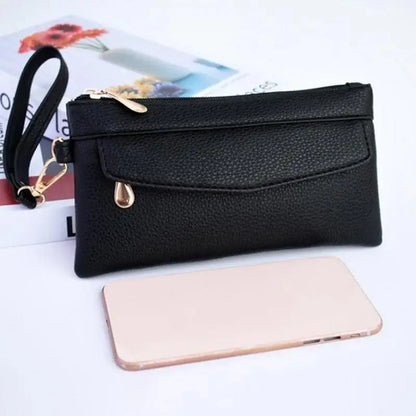 Nuevas carteras de PU para mujer, monederos de moda con cremallera larga, monedero para mujer